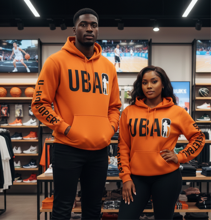UBA Logo 2 Hoodie Orange – Premium Basketball-Inspired Streetwear