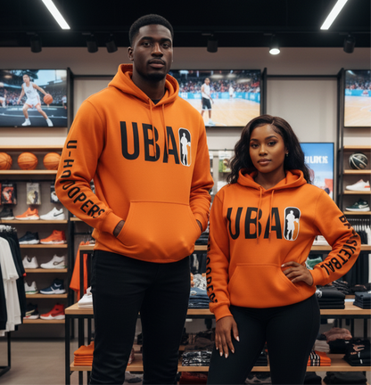 UBA Logo 2 Hoodie Orange – Premium Basketball-Inspired Streetwear